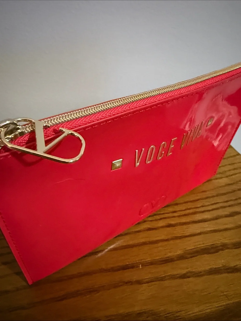 Valentino Glossy Fuchsia Patent Zip Pouch